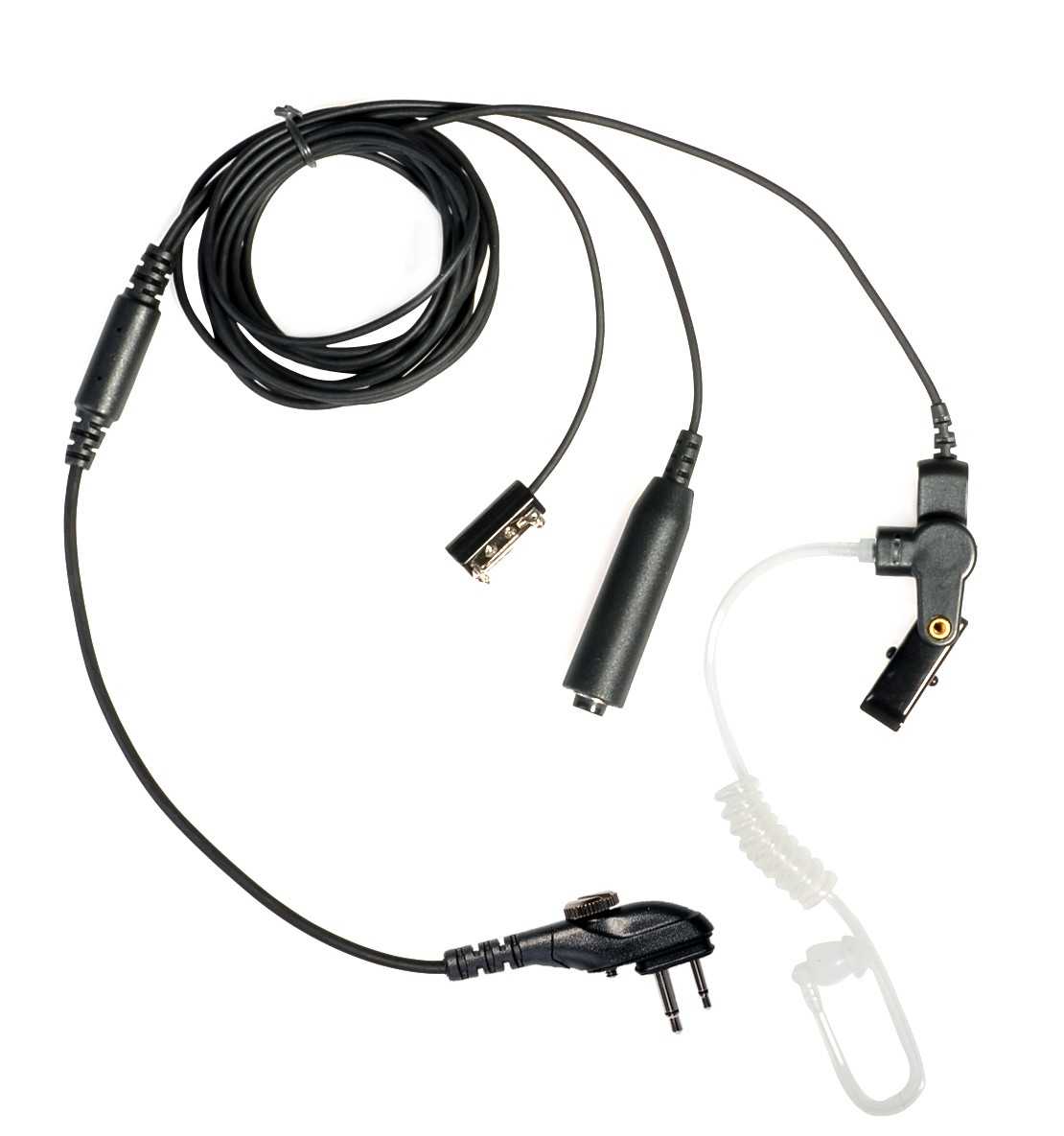 HYT TC-610 3-wire surveillance earpiece with a volume control knob and transparent EAM16